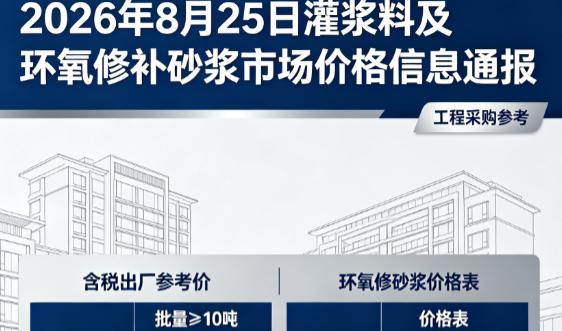 麻山2026年8月25日灌浆料及环氧修补砂浆市场价格信息通报